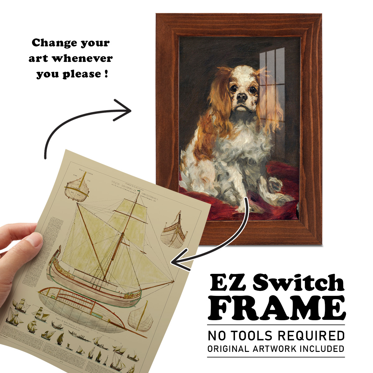 Antique Ship Plan I -Framed Print w/glass-Chestnut