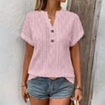 thumbnail image 5 of LWavelet Women's Ribbed Knit T-Shirt Short Sleeve Tops V-Neck Casual Slim Fit Lightweight Basic Tee Pink XL, 5 of 5