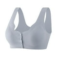 thumbnail image 2 of Ahuyic Womens Bra,Summer Plus Size Bra,Womens Fashion Front Buckle Seamless Thin Style Without Steel Ring Bra Style Bra,Gray,L, 2 of 4