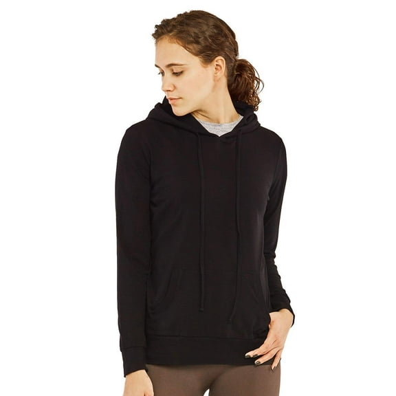 Sofra Womens Thin Cotton Pullover Hoodie Sweater, Black Hoodie, Size: Medium