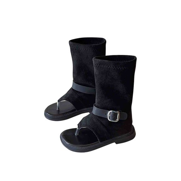 hopeusnice Kids Ankle Boots Hook Loop Closed Toe Warm Durable Outdoor Daily Casual Walking Footwear Black 26