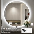 thumbnail image 5 of FTOTI 32 Inch LED Backlit Round Mirror for Vanity,Dimmable Lighted Bathroom 6000K Wall Mounted Mirror with Lights,Anti-Fog, Touch Switch and CRI 90+, 5 of 8