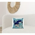 thumbnail image 2 of 16" X 16" Aqua Blue And Cream Roses and Butterfly Suede Throw Pillow, 2 of 5