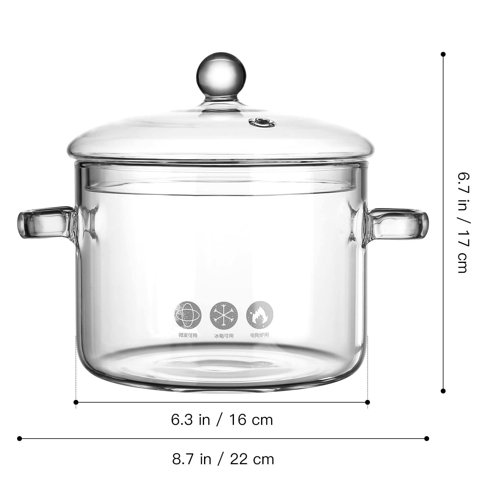 Glass Soup Porridge Pot Borosilicate Glass Cookware Dual Handles for Cooking  Large 