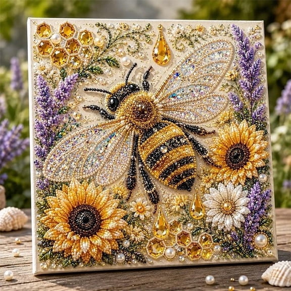 Animal Pearl Art DIY Craft Kit 5D Diamond Painting for Adults Beginner, Handmade Pearl Beads Diamond Dots Painting Gem Sparkling Horse Home Wall Decoration (Bee)