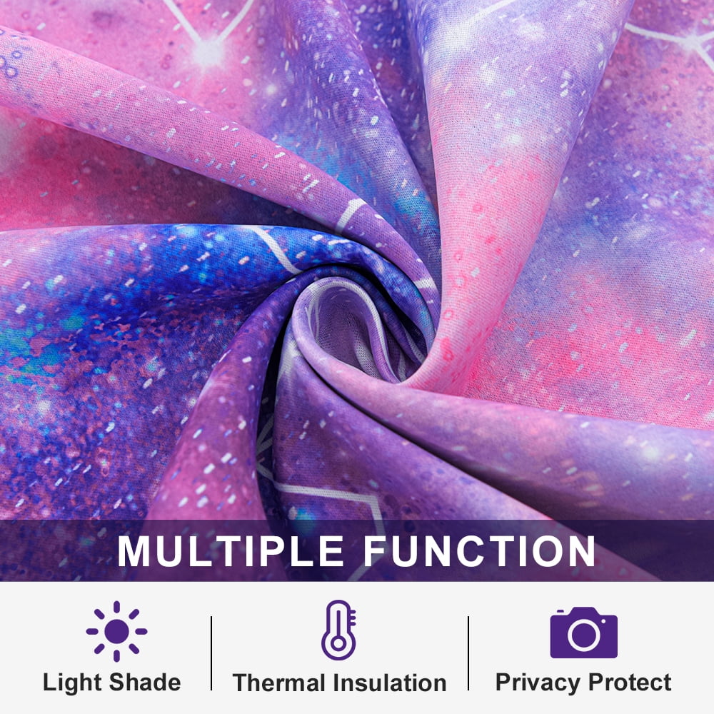 Btargot Tie Dye Constellation Blackout Curtains Set of 2 for Kids Girls Room Galaxy Ombre Grommet Thermal Insulated Room Darkening Drapes 52 x 84 inch Pink Purple