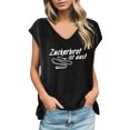 thumbnail image 1 of Gibobby Camiseta Powerblend con Cuello en V Mujeres Casual Impreso Cuello Bajo Color Sólido Camiseta Manga Corta Divertida Camiseta Tops(Negro,M), 1 of 4