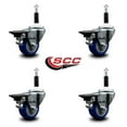 thumbnail image 2 of 3 Inch Blue Poly Swivel 7/8 Inch Expanding Stem Caster Set with Brake SCC, 2 of 2
