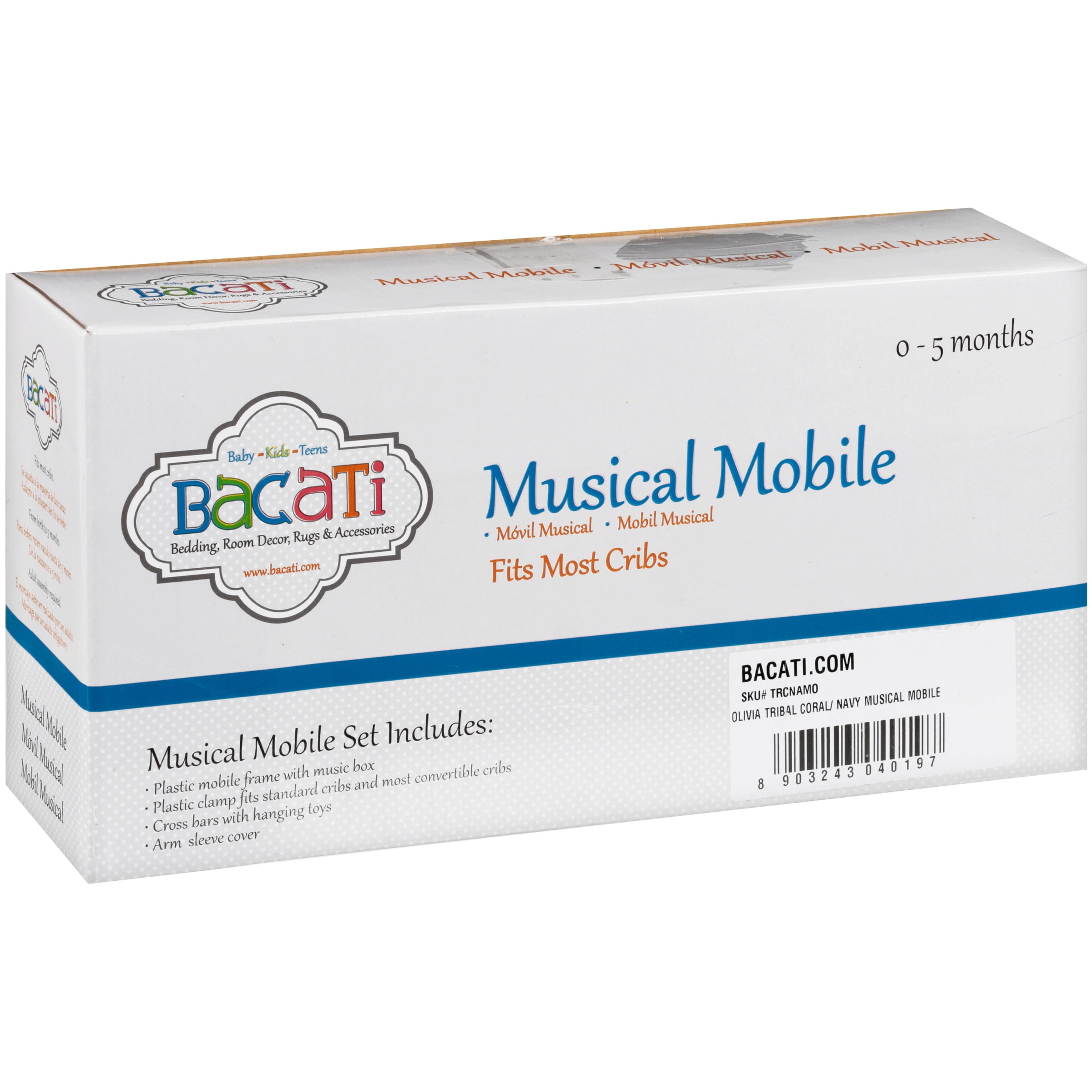 Bacati Olivia Tribal Coral/Navy Musical Mobile Box