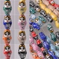 thumbnail image 2 of U8MO 5pcs 22x13mm Oval Matryoshka Russian Doll Shape Ceramic Porcelain Loose Beads-Red Black, 2 of 4