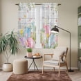 thumbnail image 6 of Easter Eggs Kitchen Curtains 63 Inch Length, Spring Daisy Eucalyptus Leaves Gray Wooden Tiers Curtains for Living Room Berdoom Bathroom, Light Filtering Drapes Window Treatment 2 Panels 42"Wx63"L, 6 of 8