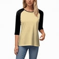thumbnail image 6 of Towmus Womens Plus Size Tops 3/4 Sleeve Crew Neck Casual Tunic Tops Patch Color Dressy Blouses Summer Shirts, 6 of 6