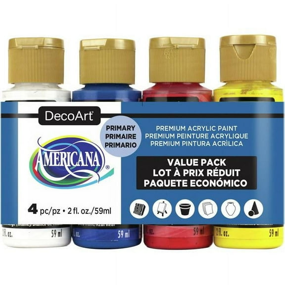 DecoArt Americana Acrylic Paint Value Pack 4/Pkg-Primary