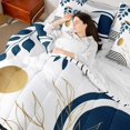 thumbnail image 4 of Castle Fairy Minimalism Stripes Bedding Comforter Set,Tree Leaves Full Bedding Set, 4 of 8