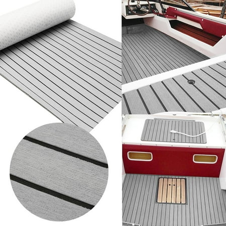 Teak Marine Deck 35'' X 94'' Grey Marine Flooring Synthetic Teak EVA Foam Boat Decking Sheet Self-Adhesive Mat ()