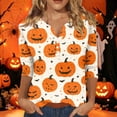 thumbnail image 2 of Halloween Cute Shirts for Women Funny Ghost Pumpkin Spider Graphic Tee Halloween Witch Novelty Graphic Tees, 2 of 6