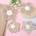 thumbnail image 4 of 4 PCS Boho Wooden Hollow Flower Pendant Flower Carved Design Wall Hanging Art Woven Rattan Texture Wall Sign Decoration for Home Office Garden Restaurant Living Room Bedroom DIY, 4 of 6