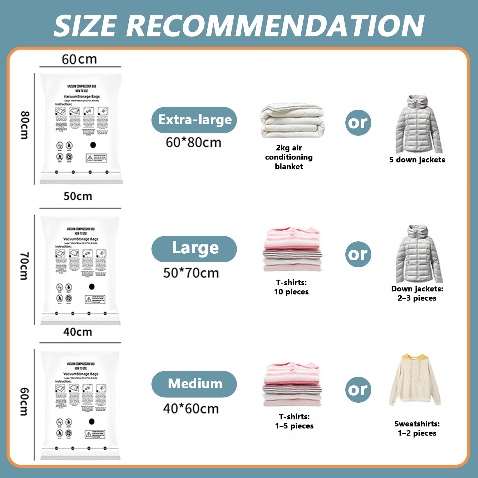 Arcticwind Vacuum Storage Bags,5 Pack (1 Extra large/2 Large/2 Medium),Saving Storage Bags with Hand Pump for Travel,Clear,Vacuum seal bags for clothing, Pillows, Comforters, Blankets, Bedding