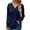 Navy, variant on Free Shipping Womens Soft Long Sleeve V Neck Shirts Solid Casual Decorative Buttons Knitted Pullover Tunic Tops