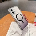 thumbnail image 4 of For iPhone 16 Plus Magnetic Clear Phone Case,Two-color Gradient Design,Compatible with Mag-Safe,3-in-1 Heavy Duty Shockproof Military Drop Protection Transparent Phone Case,Gradient Gray, 4 of 10