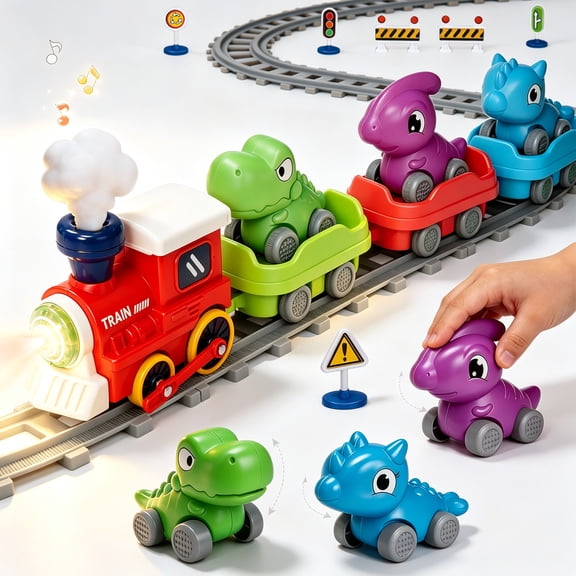 Train Set for Toddlers w/Steam, Music & Lights