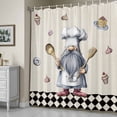 thumbnail image 5 of Kitchen Chef Dwarf Shower Curtain, Desserts Donuts Ice Cream Black Plaid Waterproof Shower Curtain Set with 12 Hooks Lightweight Bath Curtains Fabric Bathroom Decor 72x78 Inches, 5 of 9