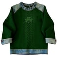 thumbnail image 4 of MDUKONU Women's St. Patrick's Day Shamrock Sweater Art Print Long Sleeve Crewneck Irish Shirts Green Tops Dark Green XL, 4 of 4