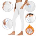thumbnail image 4 of Wyobmus Womens Fleece Leggings Winter Outdoor Thermal Workout Tights Elastic Waist Tummy Control Workout Phone Pockets Curvy Yoga Pants White, 4 of 9