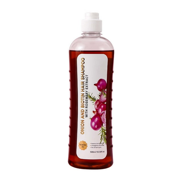 Champú y acondicionador con cebolla, biotina y romero. Nutre y fortalece el cabello. 500 ml por unidad.