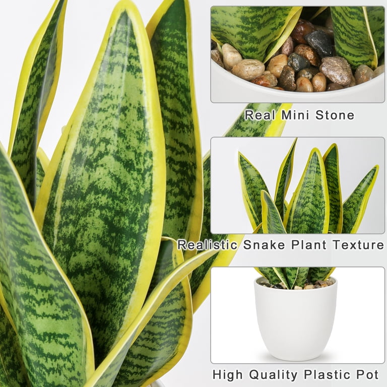 QL Design 26 Inch Artificial Snake Plant - Fake Sansevieria Potted Plant For Indoor & Outdoor Home Office Decor