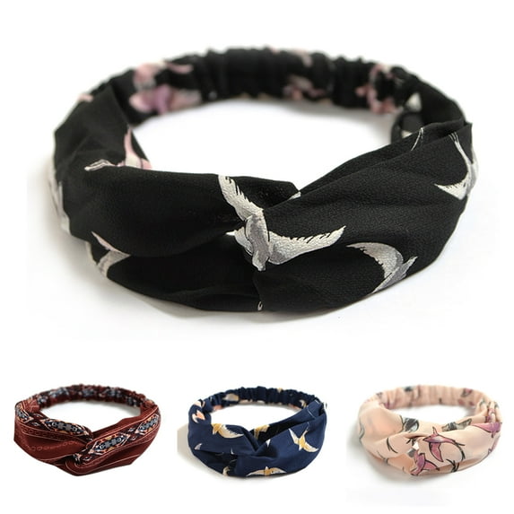 SPRING PARK Women Fashion Chiffon Twist Knot Headband Elastic Head Wrap Turban Yoga Hair Band