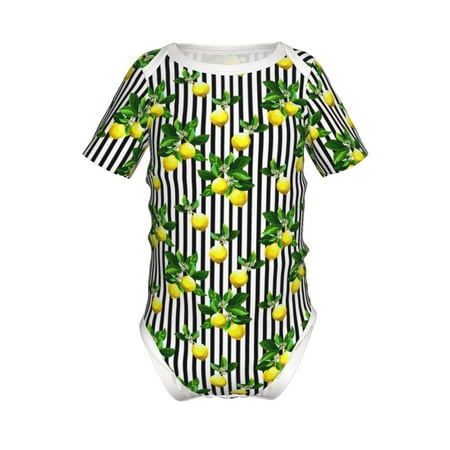 

Coaee Lemons on Striped for Soft Baby Short-Sleeve Bodysuit Baby Climbing Clothes Baby Girls Boys Bodysuit Romper-12 Months