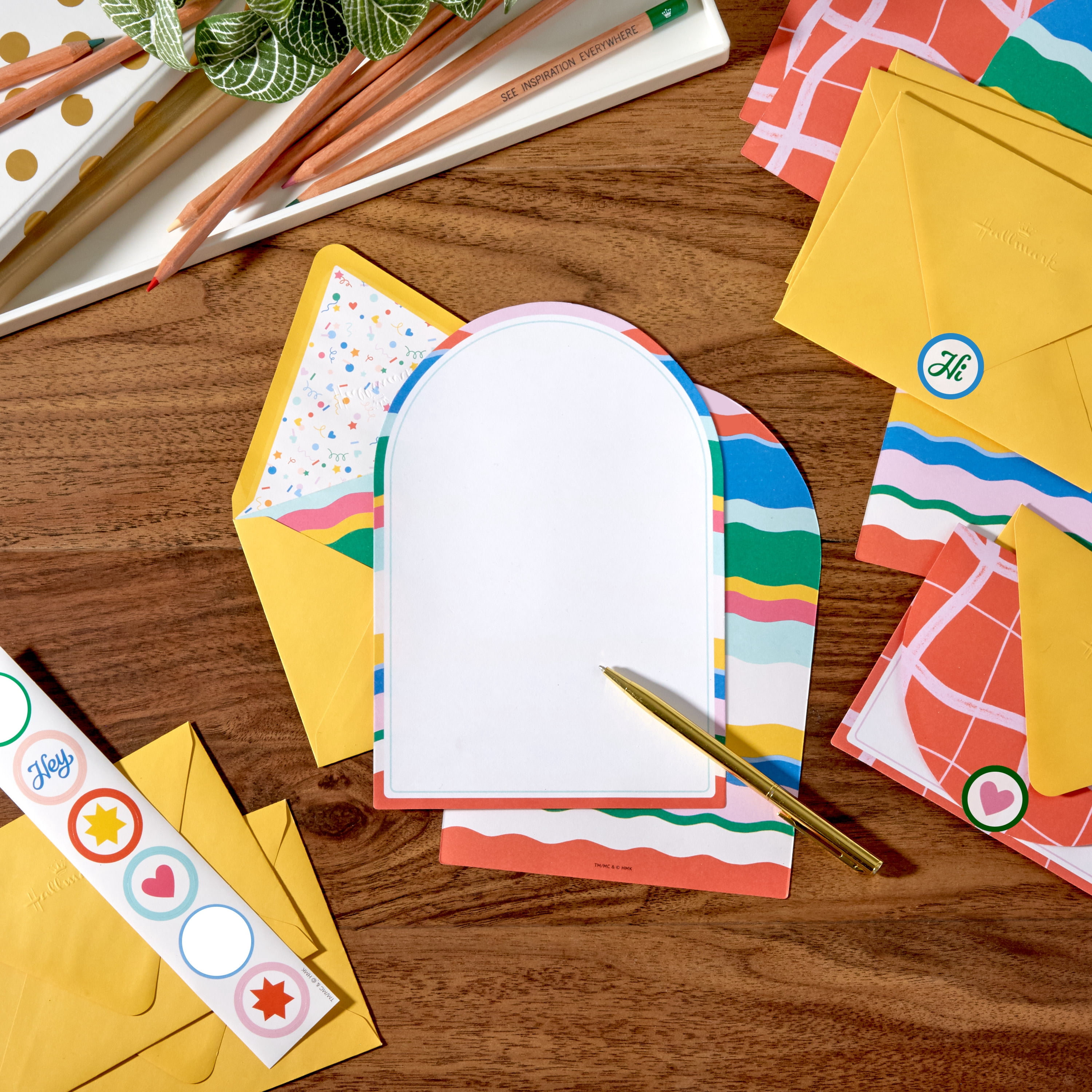 Hallmark Stationery Set (Arched Waves and Frames), 12 Count