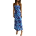 thumbnail image 4 of Caoirhny Women's Evening Dress Floral Print Sleeveless Off Shoulder Cutout Back Long Elegant Party Dress, 4 of 9