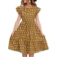 thumbnail image 2 of Nmnitkp Girl Dresses Cute Dress for Girls Kids Summer Double Layer Ruffle Sleeve Dress Yellow,7 Years, 2 of 8