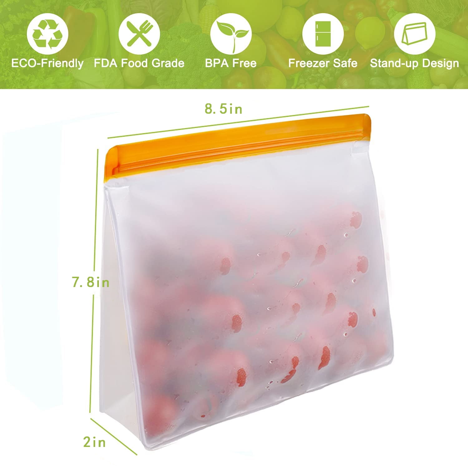 3pcs-silicone ziplock bags,Reusable Food Storage Bags , BPA FREE Freezer  Bags( Reusable Gallon Bags + Reusable Sandwich Bags + Food Grade Snack Bags)  EXTRA THICK Leakproof Reusbale Lunch Bag for Salad Fruit