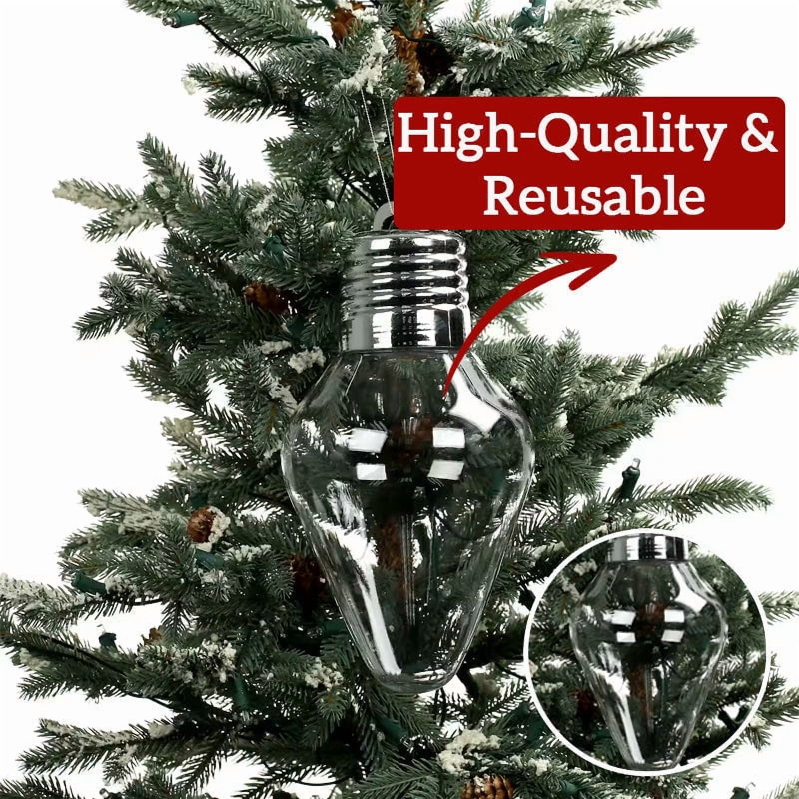 DAMAI DIY Plastic Light Bulb Decorations Christmas Clear Ornaments for Crafts, Fillable Jumbo Clear Plastic Hanging Ornament for Candy, Reusable Gift Container Crafts & Party Favors