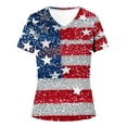 thumbnail image 4 of Busydd Womens Tops Independence Day Short Sleeve V Neck Summer Tops Fashion Casual Patriotic Stars and Stripes Tee Tops American Flag Graphic Tees, 4 of 4