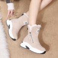thumbnail image 5 of Botas de nieve informales para mujer, de suela baja, con cabeza redonda y cremallera lateral cálida de terciopelo, 5 of 5
