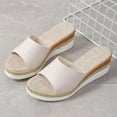 thumbnail image 4 of CQONEPT Wedge Sandals for Women Pumps Dressy, Platform Slide Sandals Open Toe Espadrille Wedge Sandals for Women Casual Summer Slip on Sandals Size 9 Beige, 4 of 6