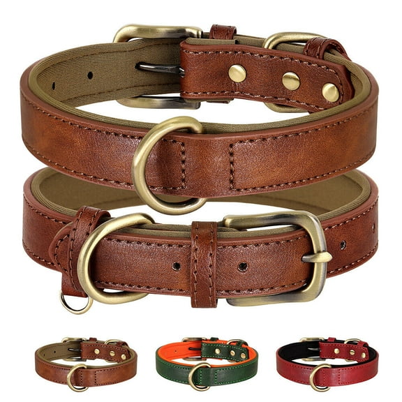 Didog Soft Leather Dog Collar Heavy Duty Durable Brass Buckle for Small to Large Dogs