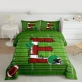 thumbnail image 2 of Homewish Cartoon Monogrammed E Bedding Comforter Set, Green Brown Football Rugby Twin Comforter Sets, Teens Kids Boys Girls Reversible Bedding Set, Breathable Home Decor, 2pcs, 2 of 8