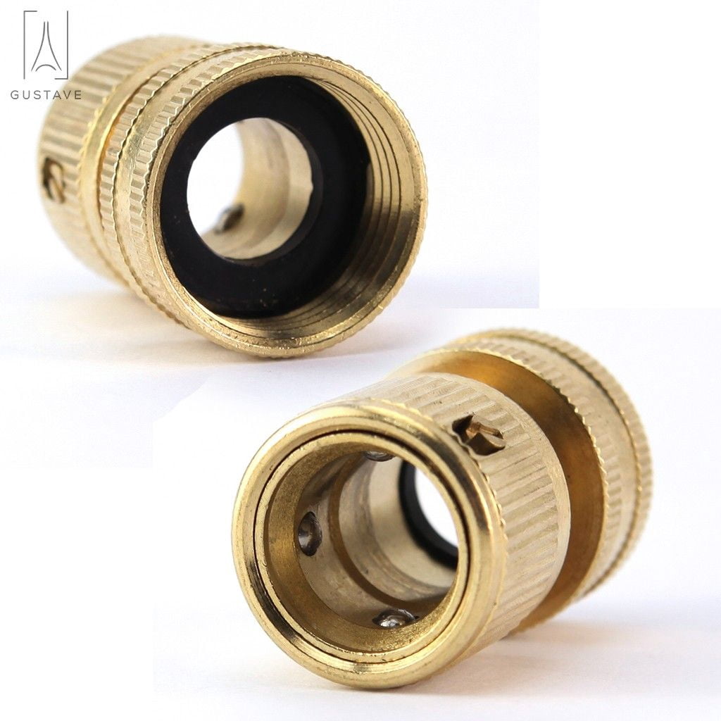 Gustave Brass Garden Hose Quick Connect Fitting 3/4 Inch Fine Thread Water Hose Male & Female Connectors No Leak Quick Connectors, 4 Set