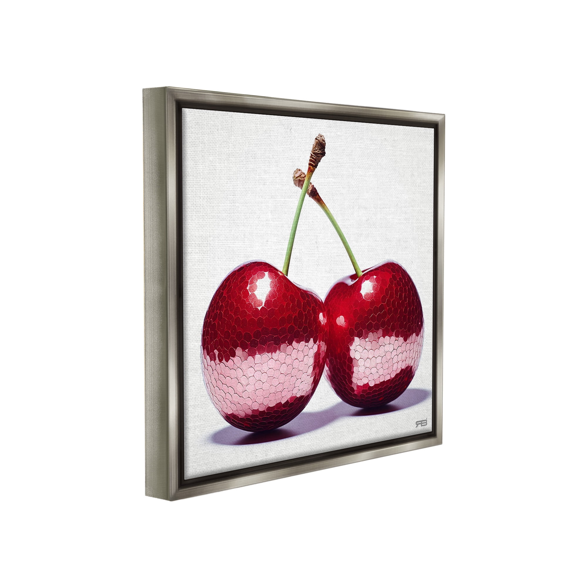 Stupell Industries Cherries with Reflection Food & Beverage Painting Gray Floater Framed Canvas Art Print Wall Art, 25 x 25