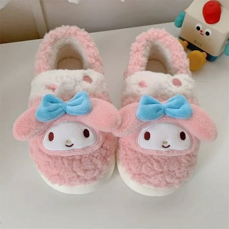

Sanrio Hello Kitty Kuromi Cinnamoroll Plush Slippers Cute Women Home Cotton Shoes Warm Winter Girlfriend Kawaii Christmas Gifts