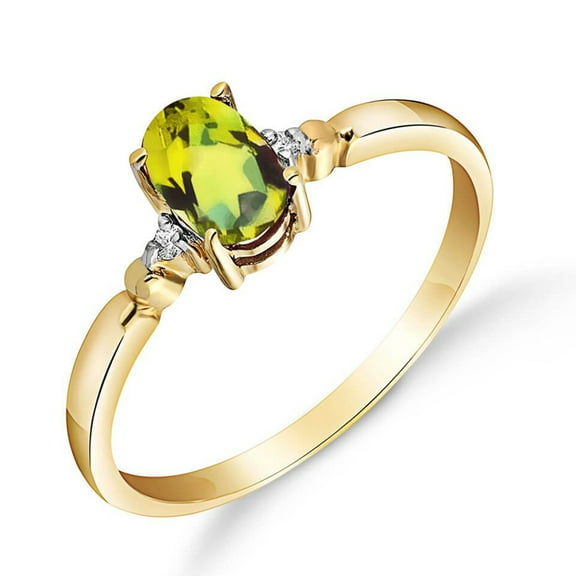 Galaxy Gold GG 14K Yellow Gold 0.46 Carat Natural Diamonds and Oval-Shaped Peridot Ring - August Birthstone - Abundance & Joy - Sizes 5.5 to 11 - Fine Jewelry for Women