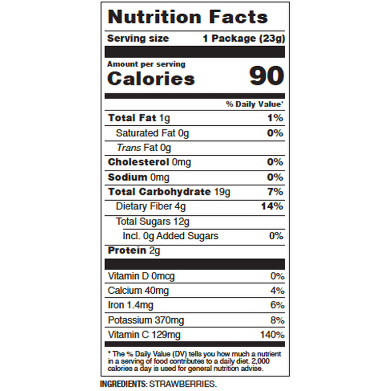 Freeze Dried Strawberries Nutrition Facts