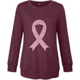 thumbnail image 3 of Women's Cancer Prevention Month Printing Round Neck Long Sleeve Casual T Shirt Top (2) T Shirts Tops for Women T Shirt Pack Workout Clothes Womens Tee Tops Shirts for Women Striped Short Sleeve, 3 of 3