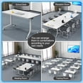 thumbnail image 3 of Folding Conference Table with Wheels 2 Pack 70.8 Inch Flip Top Mobile Training Tables Heavy Duty Spliceable Modular Meeting Room Desk for Office, 3 of 6