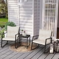 thumbnail image 6 of LiteHaven 3 Piece Outdoor Rocking Bistro Set Black Wicker Furniture Porch Chairs Conversation Sets with Glass Coffee Table Beige, 6 of 9